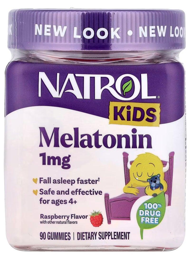 Natrol Melatonin 1 mg, Ages 4+, Raspberry, 90 Gummies - Image 1